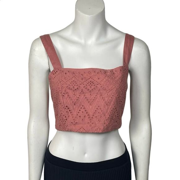 New Free People Intimately Crop Top Women's Small Terra Cotta Eyelet Bow - Picture 6 of 6